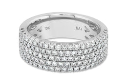 1.00CTW Five Row Diamond Ring: White Gold