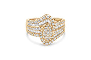 1.00CTW Marquise Cluster Diamond Ring: Yellow Gold