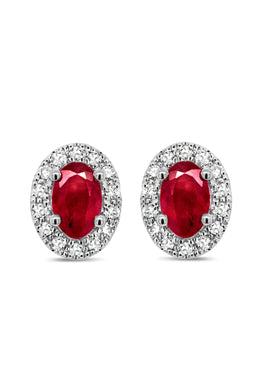 Ruby Halo Stud Earrings
