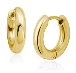 Steelx Stainless Steel Gold Tone Huggie Earrings