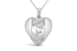 Casablanca Butterfly Heart Locket Sterling Silver Necklace
