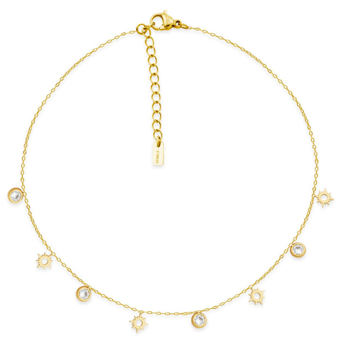 Steelx Stainless Steel Yellow Gold-Tone Sunset Anklet