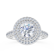 Floating Double Halo Diamond Engagement Ring