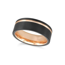 8mm Tungsten Black & Rose Wedding Band