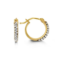 10KT Yellow Gold CZ Sparkle Hoop Earrings