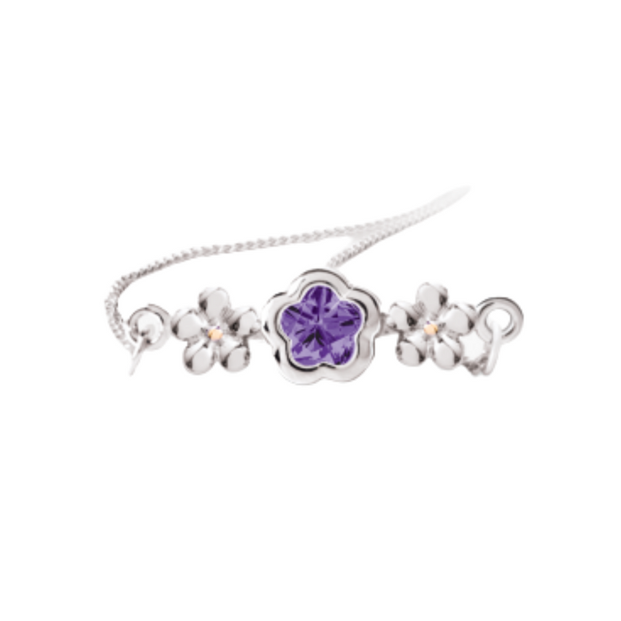 Children's Sterling Silver Flower Birthstone Bracelet