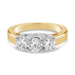1.00CT Bogart's Royal Trinity Ring: Yellow Gold