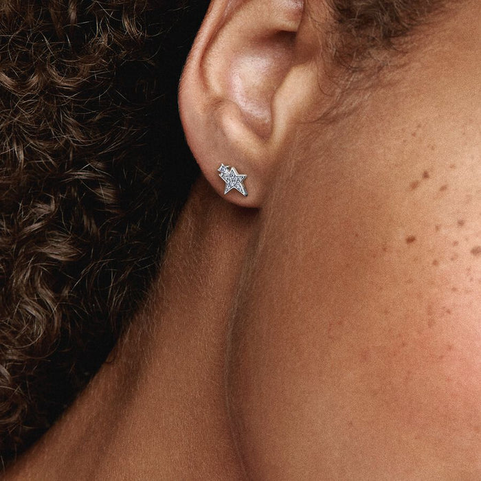 Pandora Sparkling Asymmetrical Stars Stud Earrings