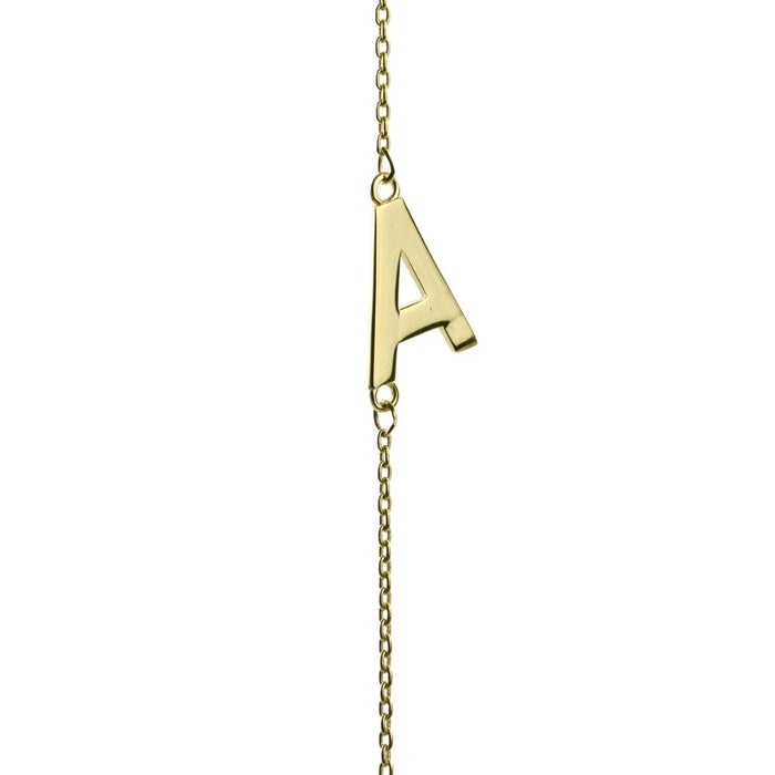 Yellow Gold Letter A Necklace