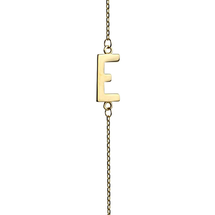 Yellow Gold Letter E Necklace
