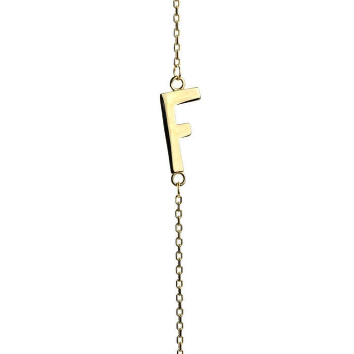 Yellow Gold Letter F Necklace