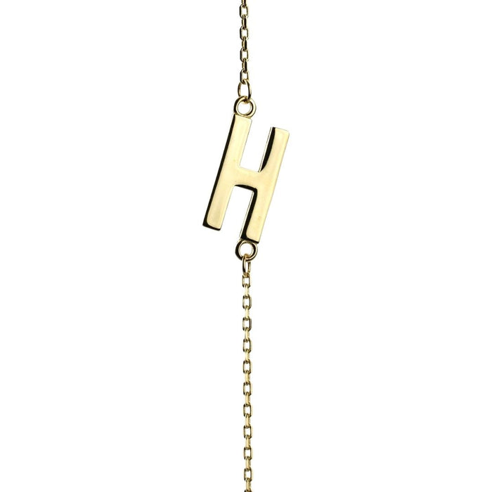 Yellow Gold Letter H Necklace