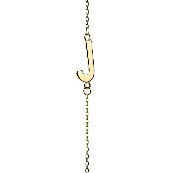 Yellow Gold Letter J Necklace