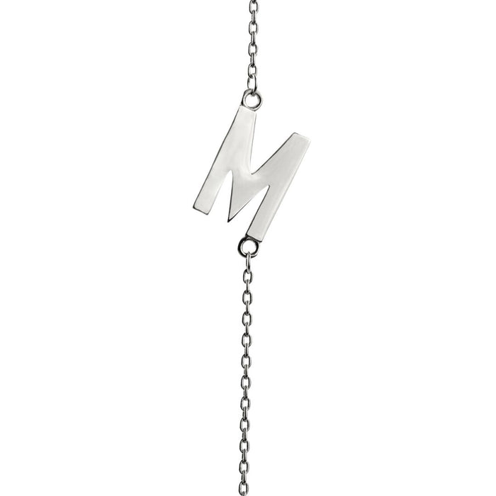 White Gold Initial Side Necklace (Available in Other Letters)