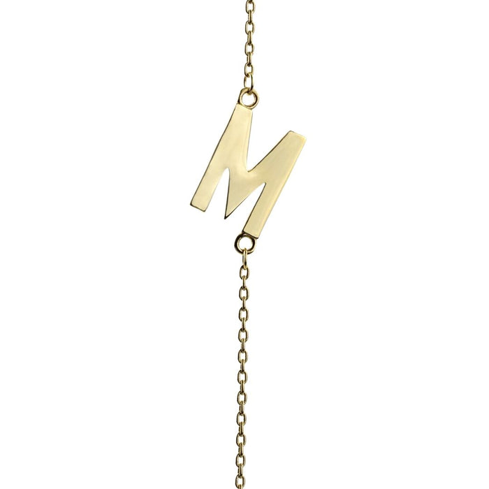 Yellow Gold Letter M Necklace
