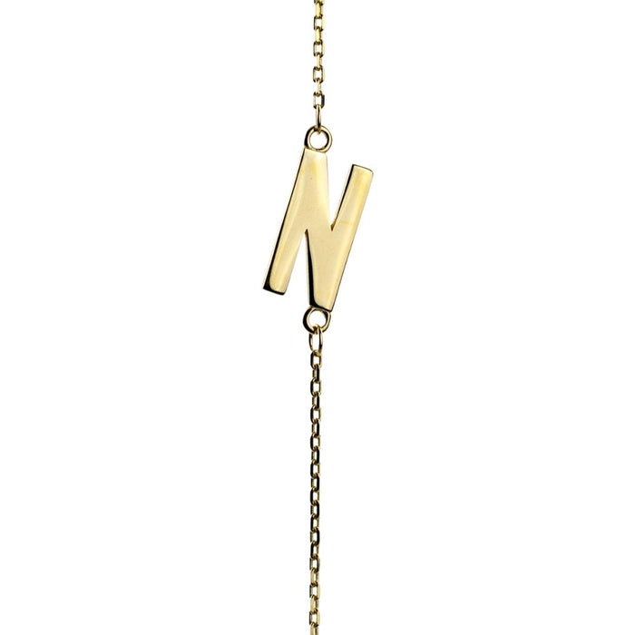 Yellow Gold Letter N Necklace