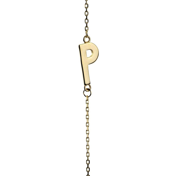 Yellow Gold Letter P Necklace