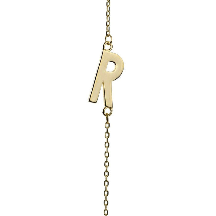 Yellow Gold Letter R Necklace