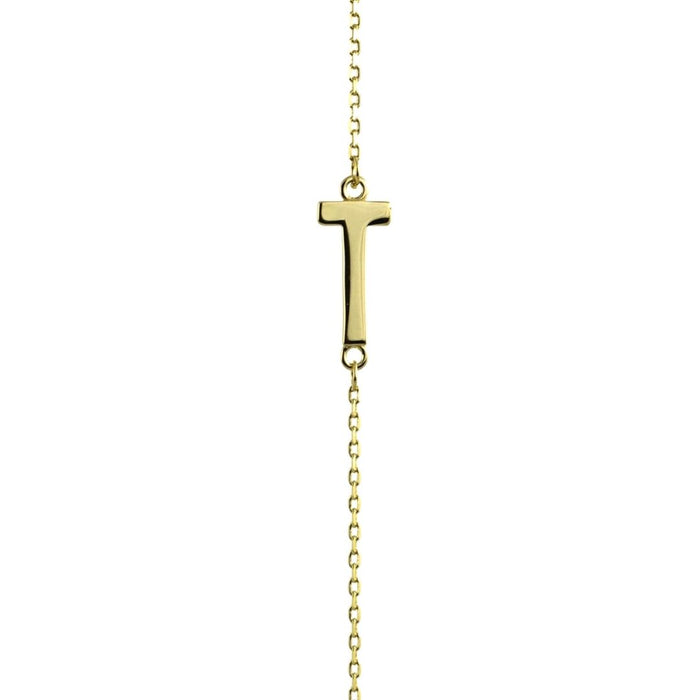 Yellow Gold Letter T Necklace