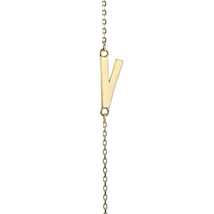 Yellow Gold Letter V Necklace