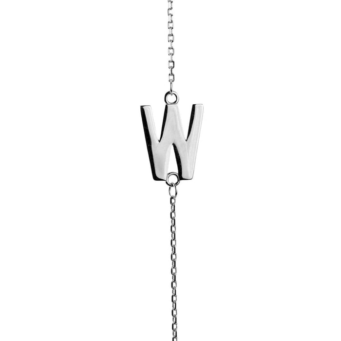 White Gold Initial Side Necklace (Available in Other Letters)