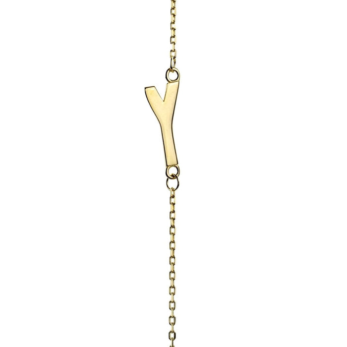 Yellow Gold Letter Y Necklace