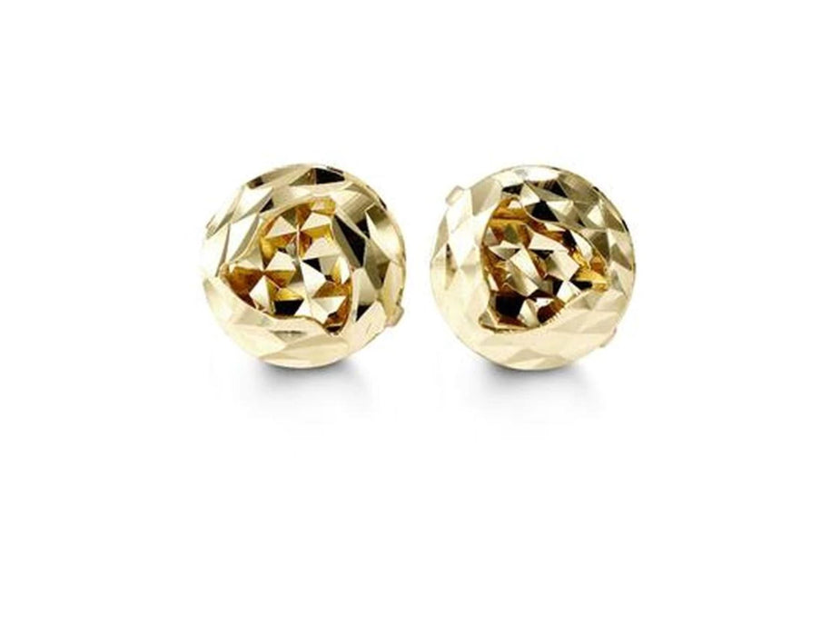Diamond Cut Ball Stud Earrings: Yellow Gold