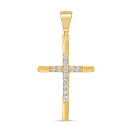 CZ Cross Pendant: Yellow Gold