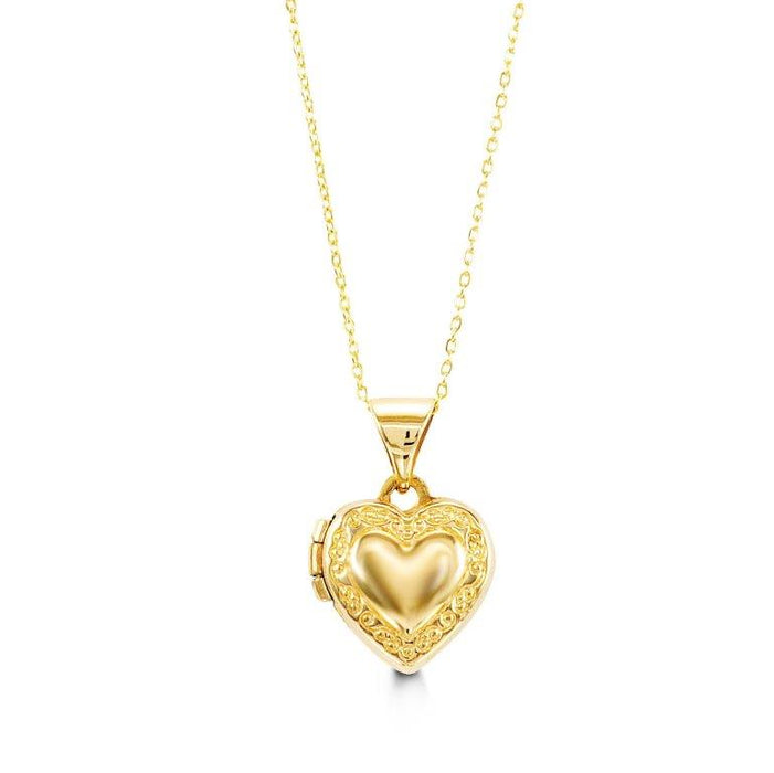 Children's Heart Locket Necklace: Gold