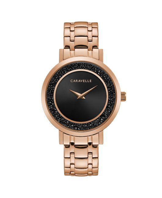 Caravelle Crystal Watch: Rose Tone