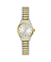 Caravelle Silver-Tone Dial Stainless Steel Expansion Traditional Women's Watch: Two Tone