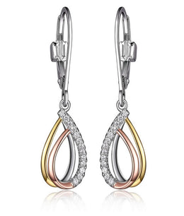 Elle Tri Tone Sterling Silver Ocean Drop Earrings