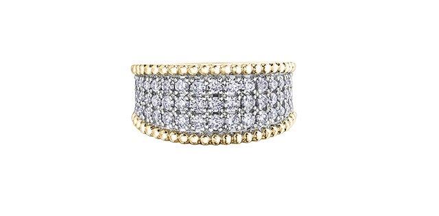 1.00CT Two Tone Beaded Ring