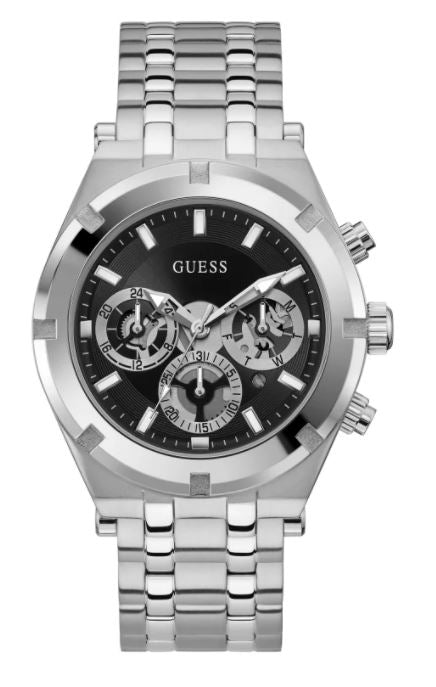 Guess Continental Watch: Silver-Tone