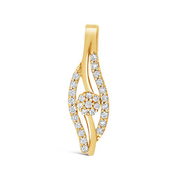 Wave CZ Pendant: Yellow Gold