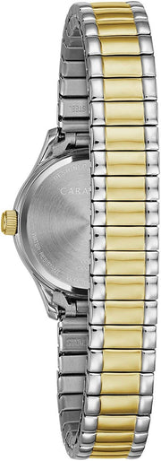Caravelle Silver-Tone Dial Stainless Steel Expansion Traditional Women's Watch: Two Tone