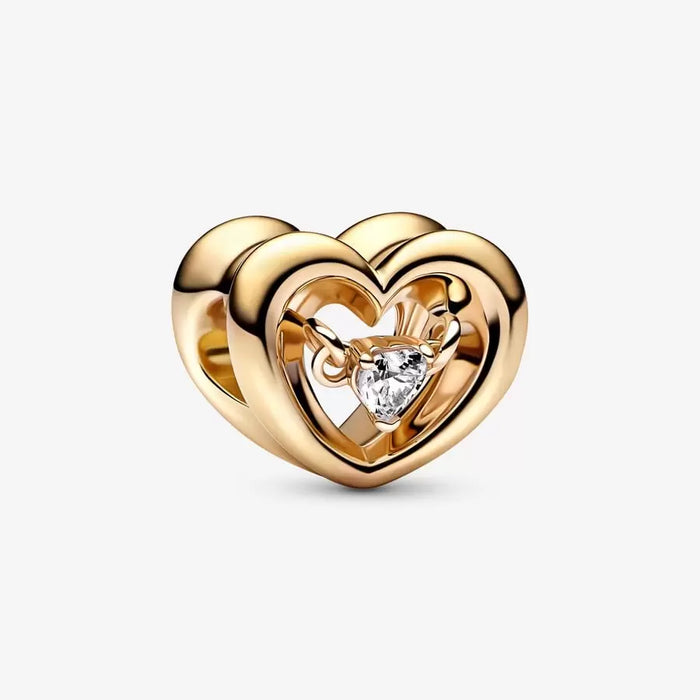 FINAL SALE - Pandora Radiant Heart & Floating Stone Charm: Gold