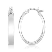 Sterling Silver Polished Oval Hoop Earrings