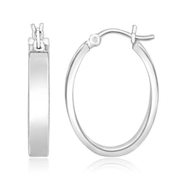 Sterling Silver Polished Oval Hoop Earrings