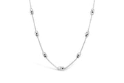 White Gold Diamond Cut Beaded Necklace
