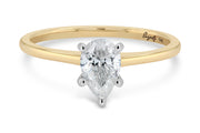 0.71CT Natural Pear Engagement Ring: Yellow Gold
