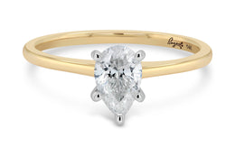 0.71CT Natural Pear Engagement Ring: Yellow Gold