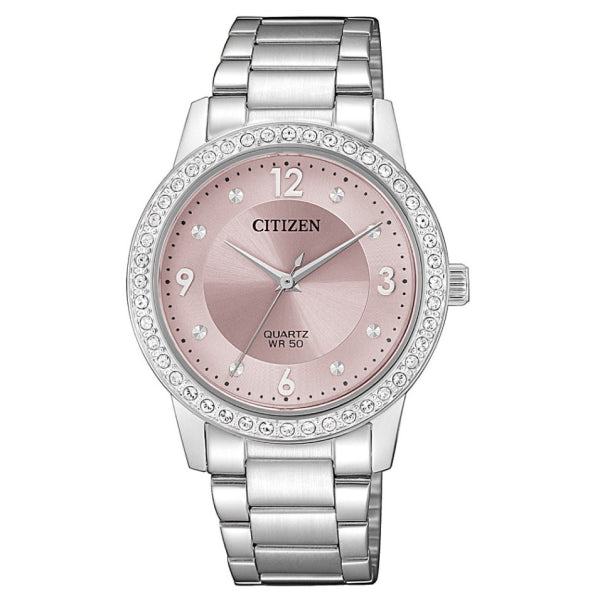 Citizen Quartz Crystal Accent Watch: Pink