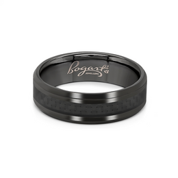Bogart's Black Geometric Tungsten Men's Wedding Band