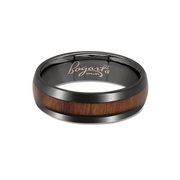 Bogart's Wood & Polished Black Tungsten Men's Wedding Band
