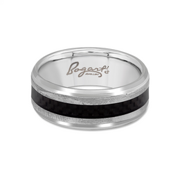 Bogart's Brushed Silver & Black Tungsten Men's Wedding Band