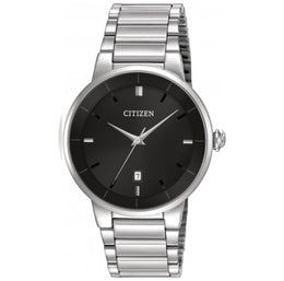 Citizen Men's Quartz Watch: Silver/Black