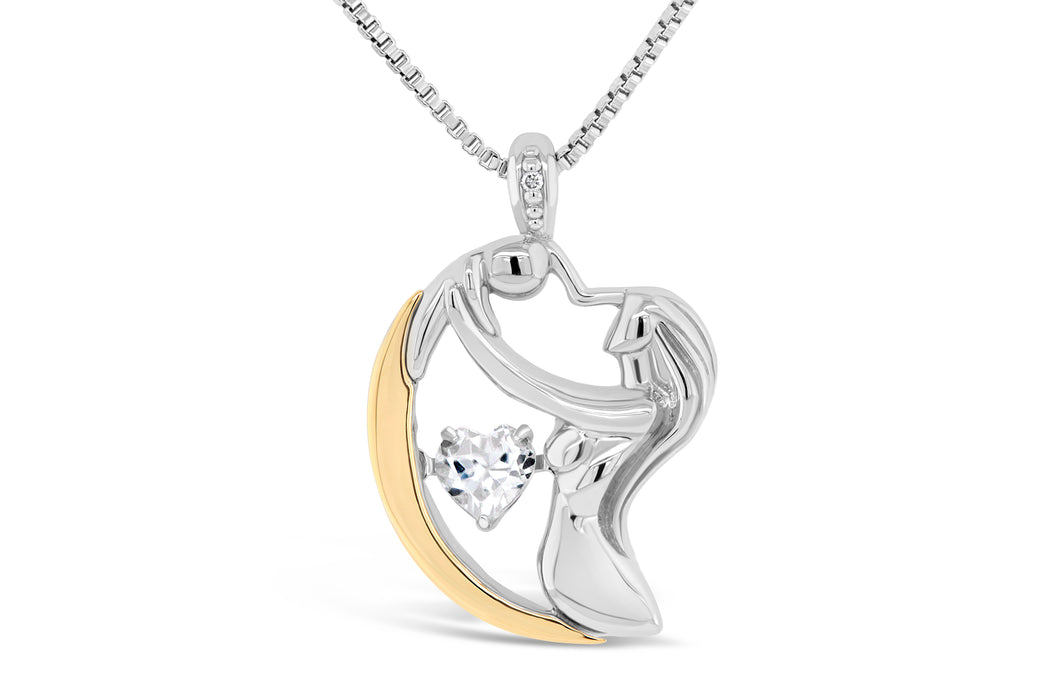 Two-tone Mother & Child Heart Necklace