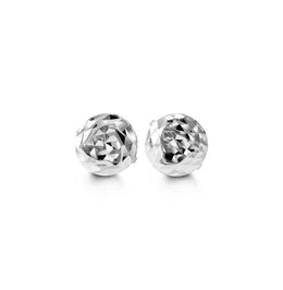 Diamond Cut Ball Earrings: White Gold