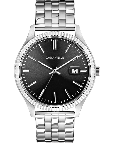 Caravelle Dress Watch: Silver Tone